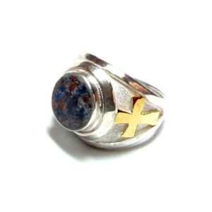 Anillo de Plata y Oro, lapislázuli y Jaspe